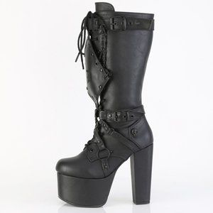 Gothic Platform High Heel Lace Up Knee High Boots